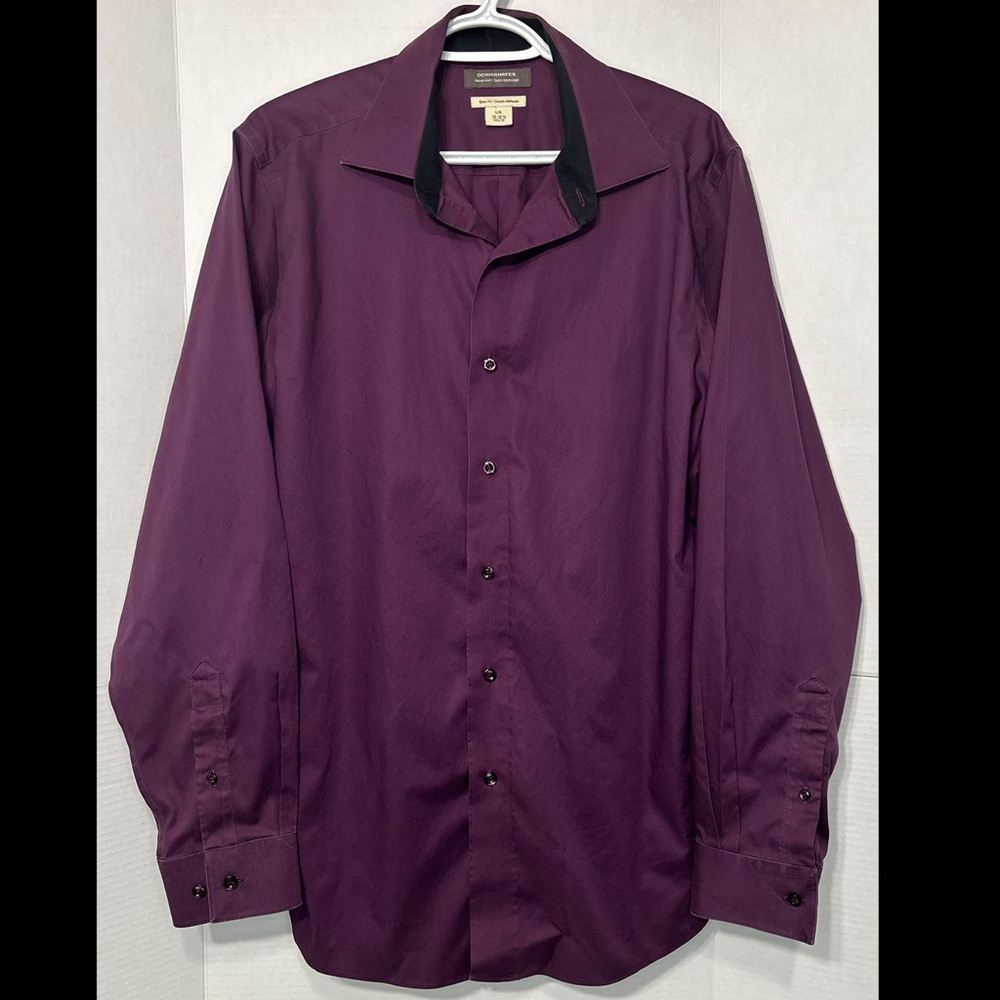 Denver Hayes Never Iron Slim Fit Men's Purple Button Down Dress Shirt Grad